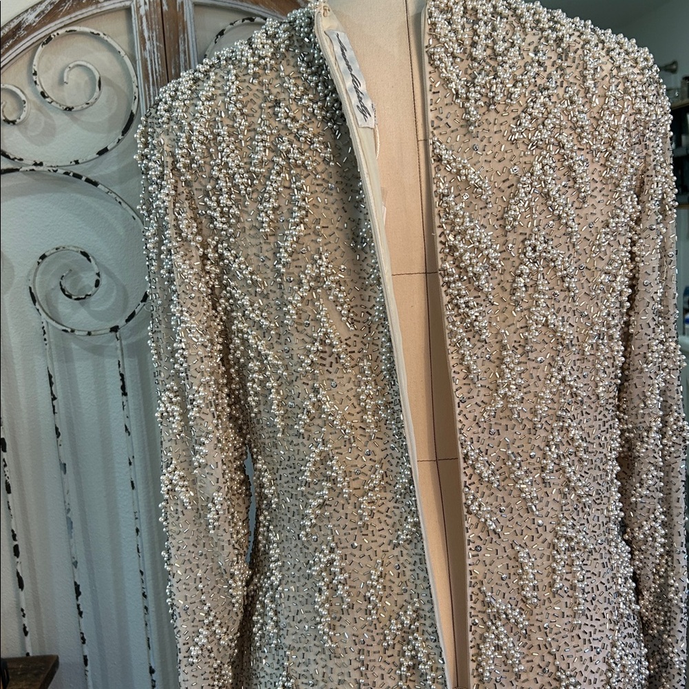 Vintage Amen Wardy silk beaded pearl dress - Picture 7 of 13